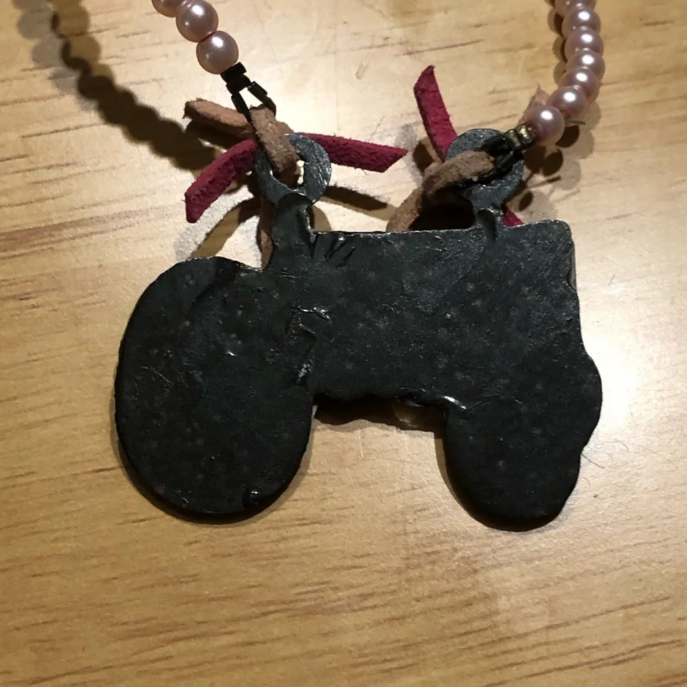 XOXO Pink pearl necklace with tractor charm